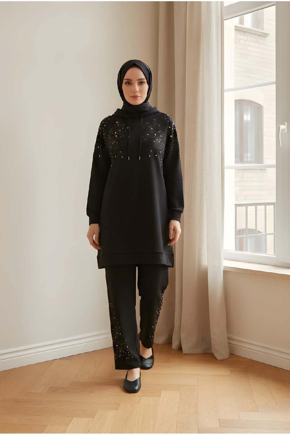 MODAL TUNİK PANTOLON TAKIM-SİYAH