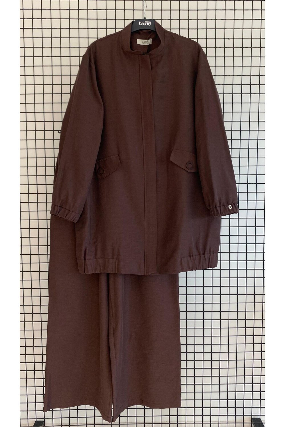 Trend Cep Detaylı Fermuarlı Ribanalı Oversize Keten Takım