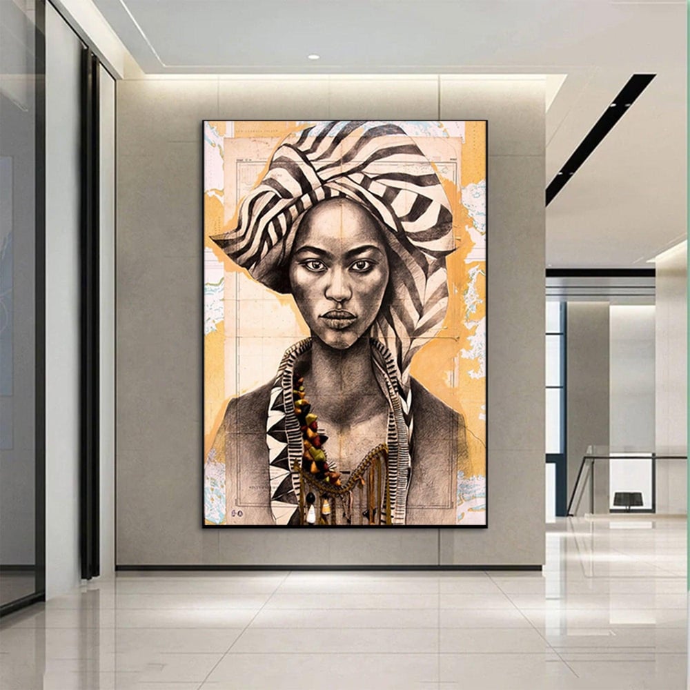 Etnik Kadın Kanvas Sanatı; Etnik Kanvas Baskı; Kadın Kanvas Tablosu; Kadın Kanvas Baskısı; Çerçeveli Asmaya Hazır; Etnik Kadın Sanatı; Afrikalı Kadın