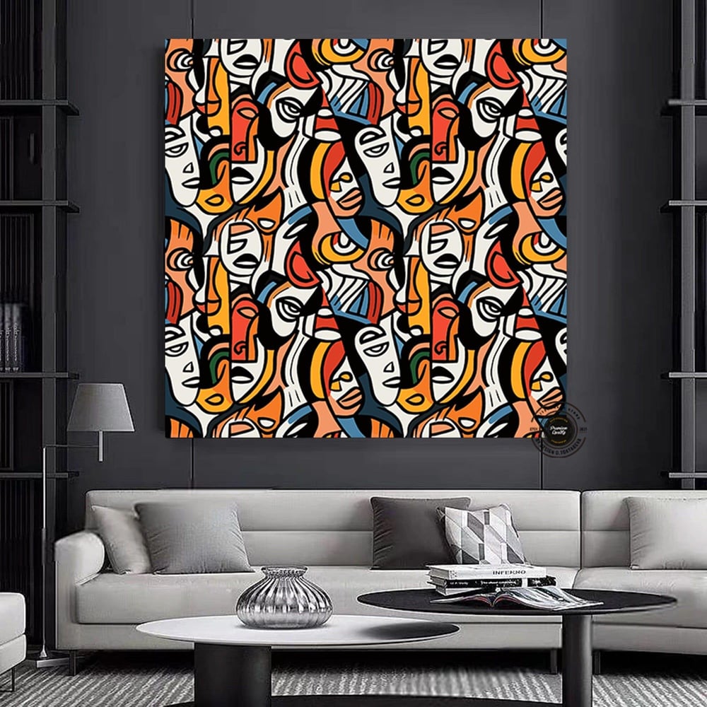 Soyut Yüz Kanvas Tablo | Renkli Soyut Sanat | Yüz Posteri | Modern Dekor