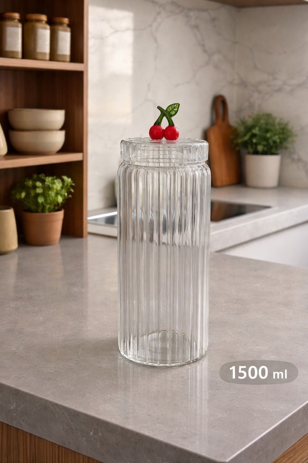 KİRAZLI CAM KAVANOZ 1500 ML