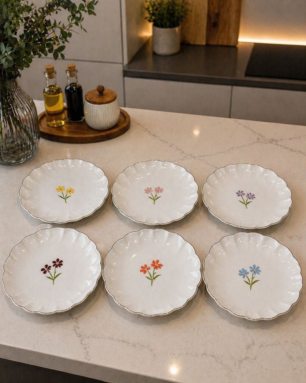 ROYAL CHARME FLORİA PORSELEN PASTA TABAĞI SETİ