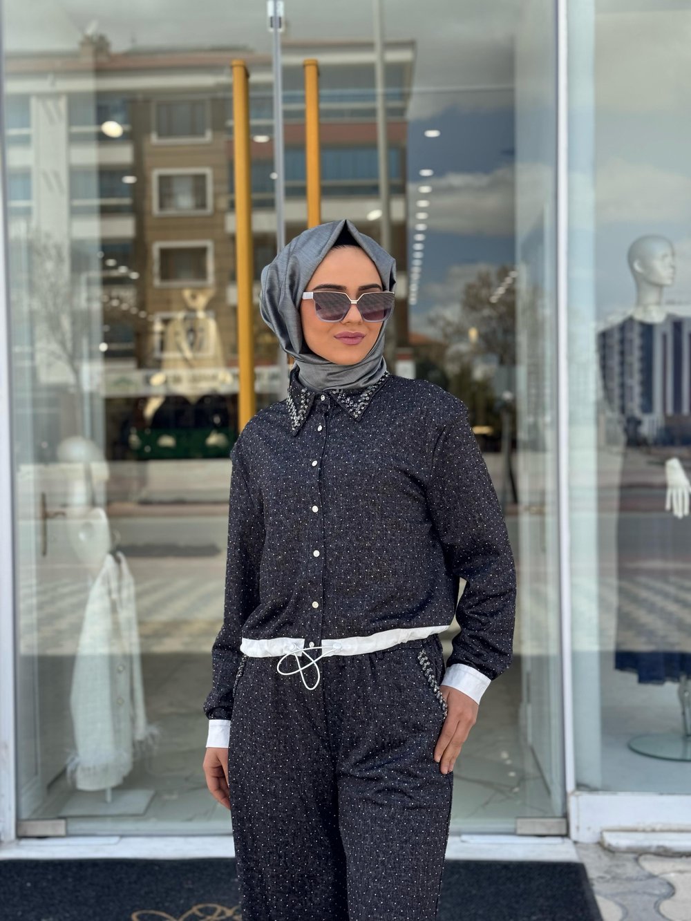 Emilia Taşlı Kot 3019-S - SİYAH