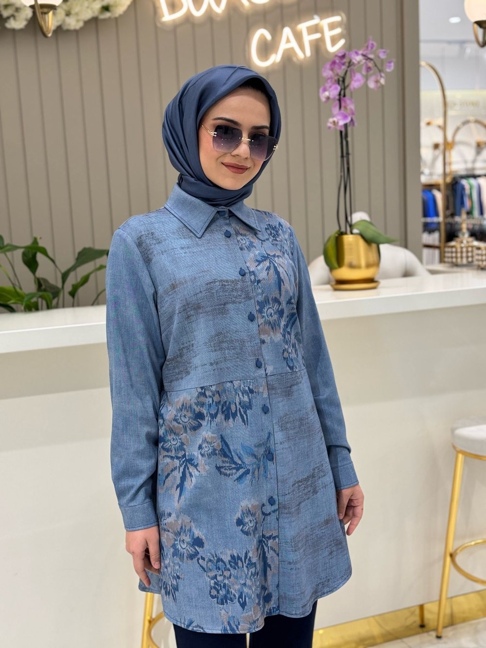 Fuat Gürşen Desenli Tunik 3303 - LACİVERT