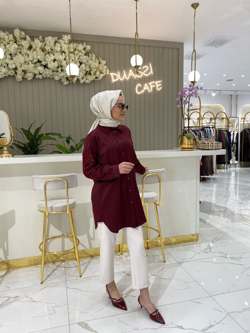Fuat Gürşen Kol Detaylı Tunik 3320 - BORDO