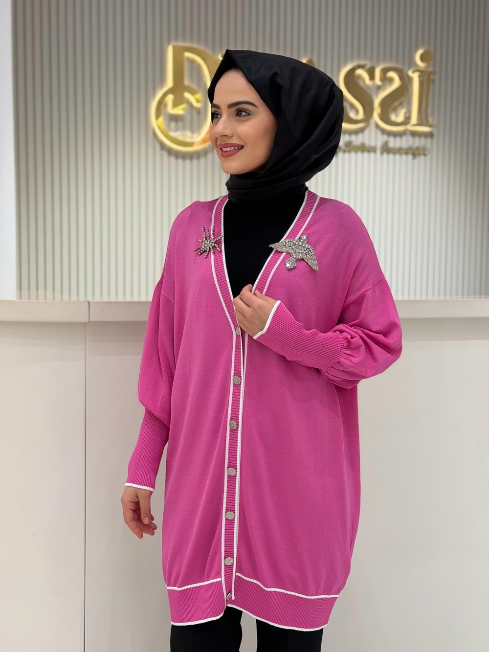 Ghisa Triko Hırka 3883 - PEMBE