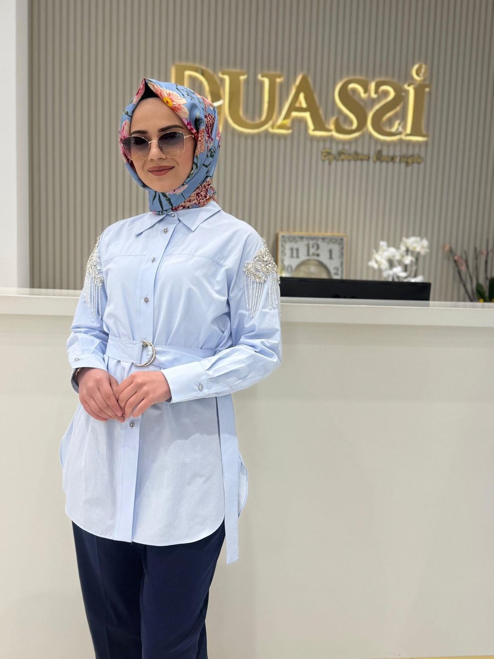 My312 Kolları Taşlı Tunik 8601 - MAVİ