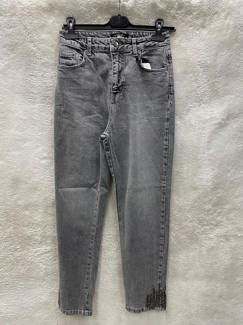 My312 Taçlı Kot Pantolon 2401 - GRİ