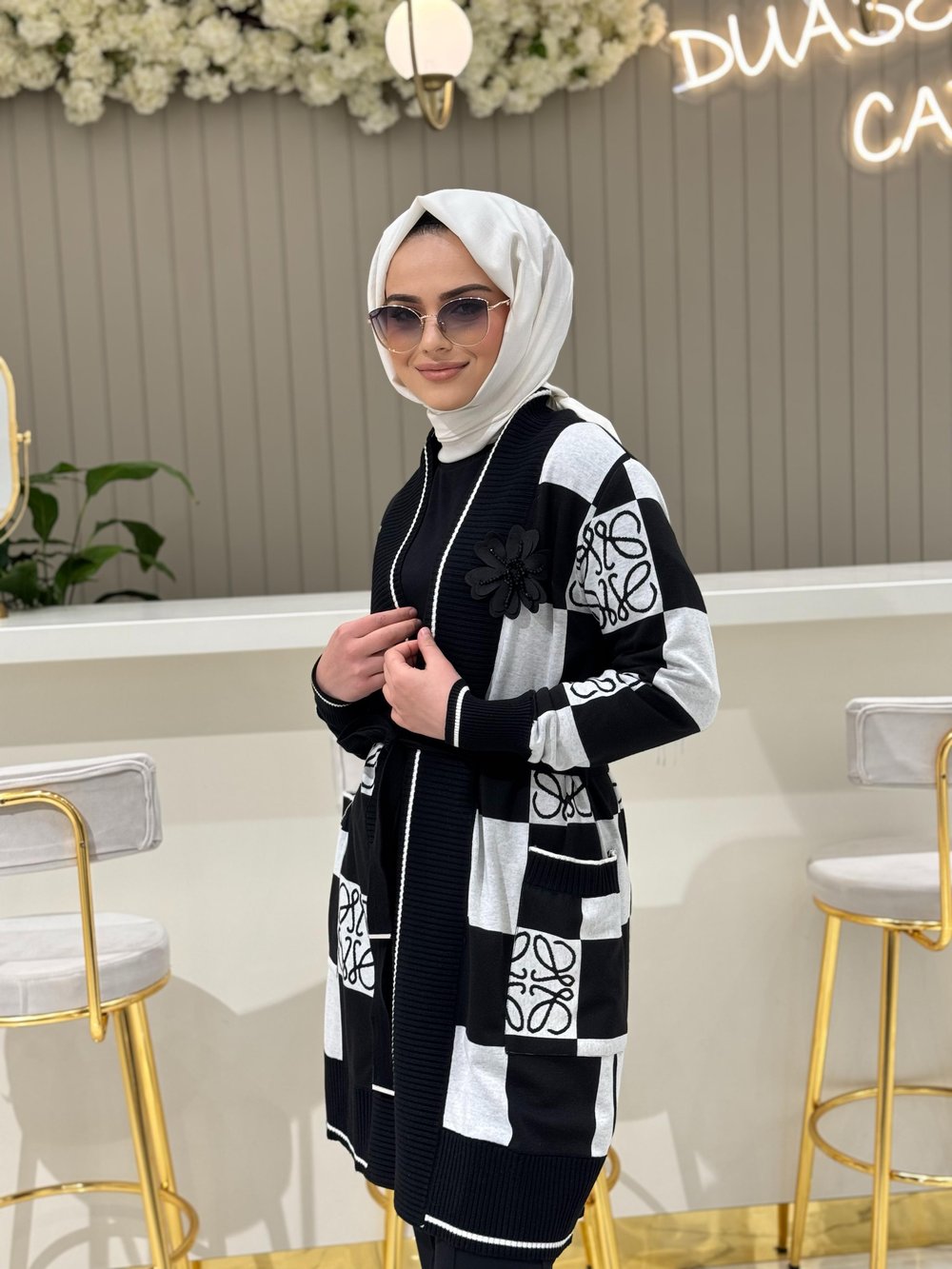 Qmash Bronş Detaylı Hırka 34 - EKRU