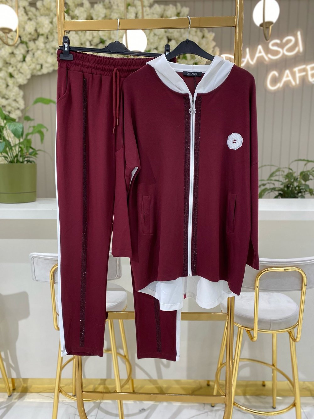 Qmash Fermuar Detaylı Takım 4115-BOR - BORDO
