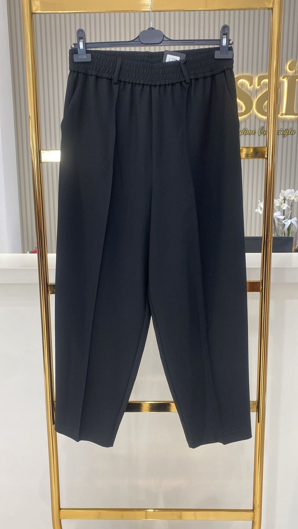 Sentez Beli Lastikli Havuç Pantolon 5583 - SİYAH