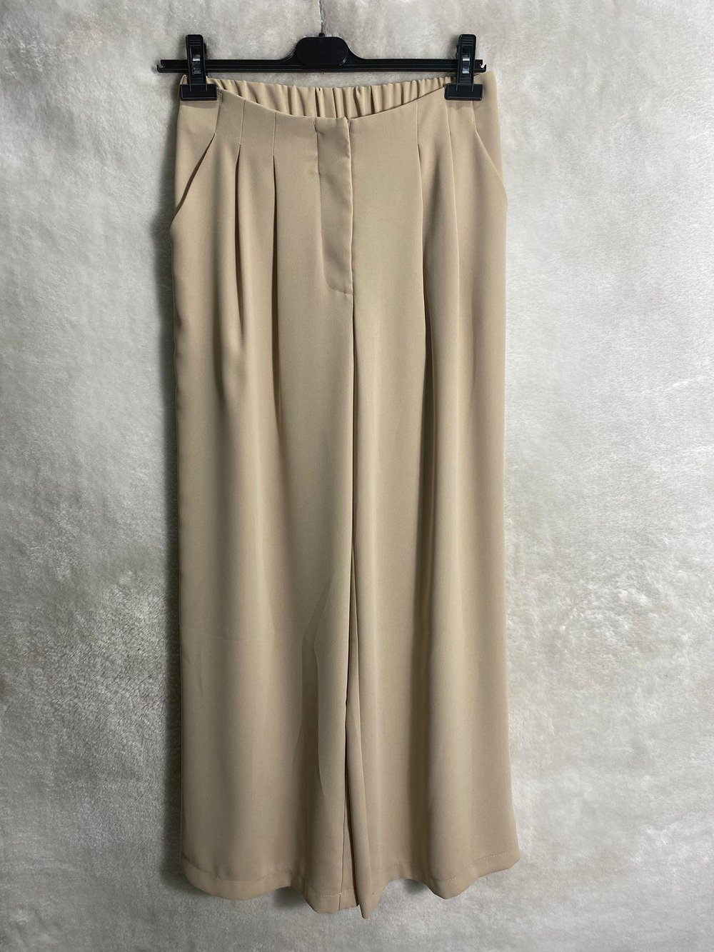 Sentez Çift Pile Geniş Paça Krep Pantolon 5558 - TAŞ