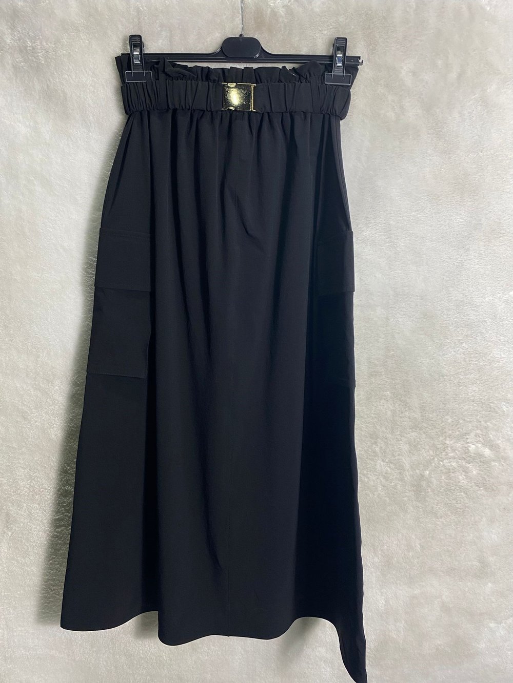 Sentez Nef Cepli Lastikli Etek 5446 - SİYAH