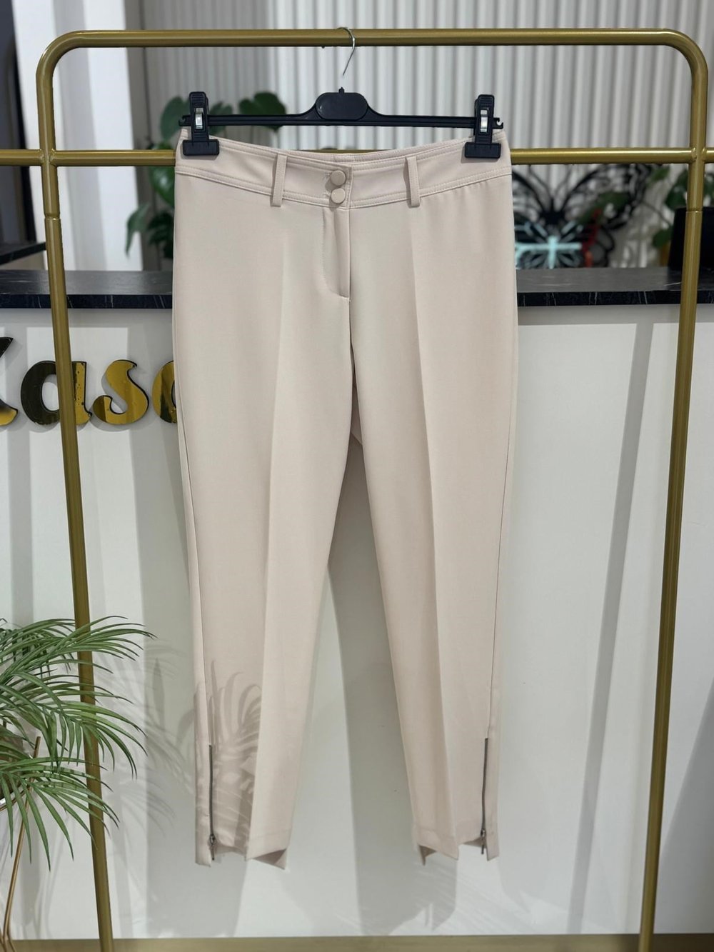 Sentez Paçası Fermuarlı Classic Pantolon 5335 - TAŞ