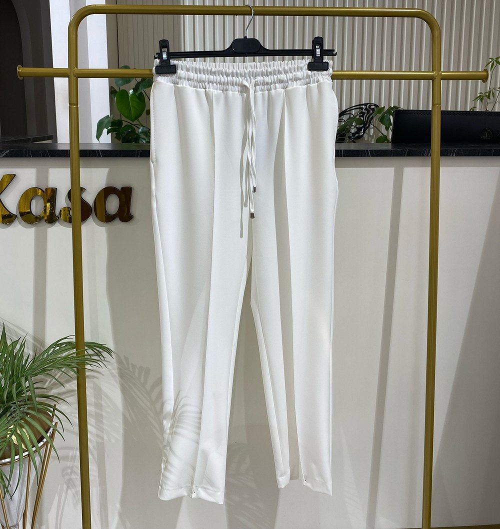 Sentez Yandan Cepli Bağcıklı Pantolon 153 - EKRU