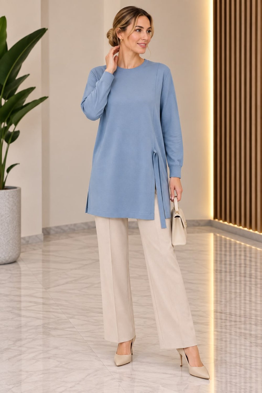 Tığ Triko Tnk.22111.1 - Bağlama Detaylı Rayon Tunik