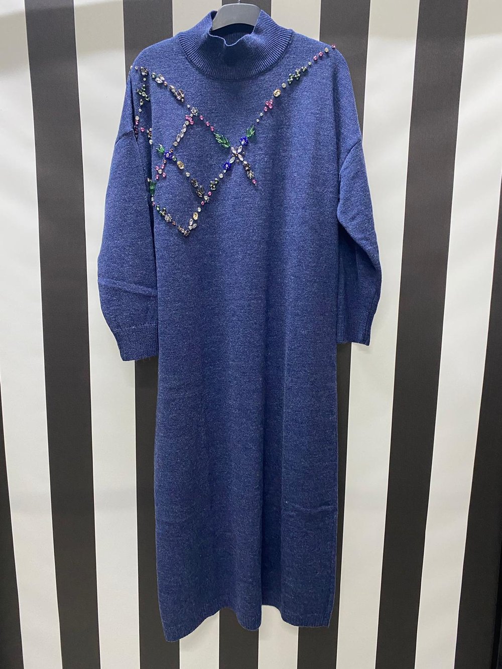 Triko Elbise 4384 - MAVİ