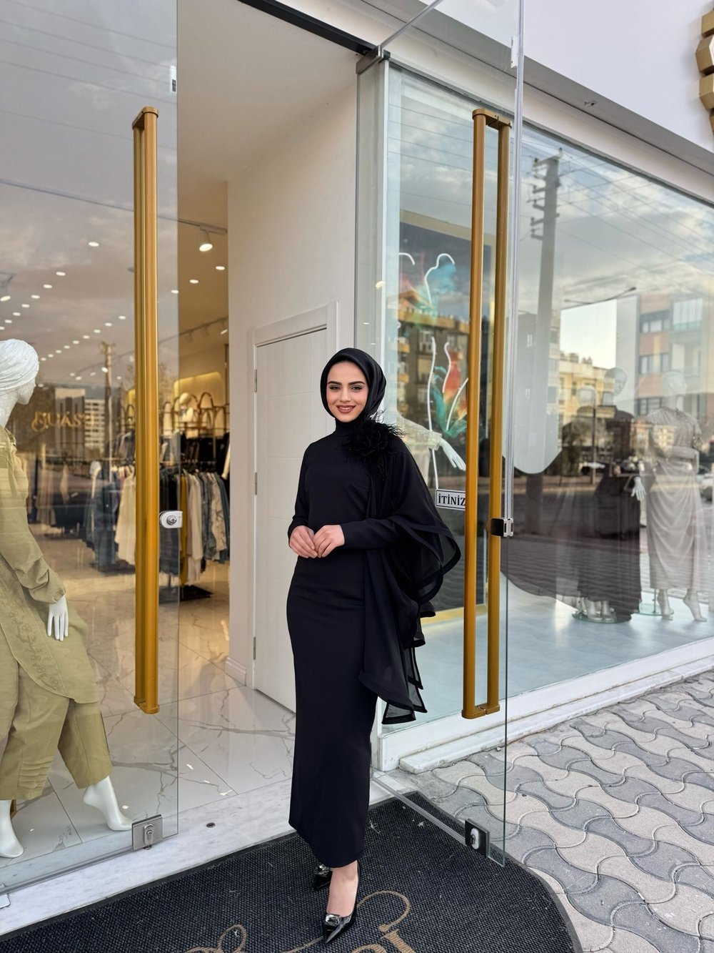 White Corner Abiye Elbise 3151 - SİYAH