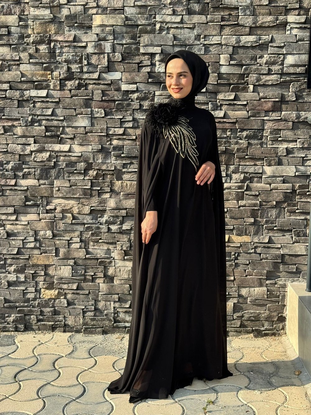 White Corner Abiye Elbise 3185 - SİYAH