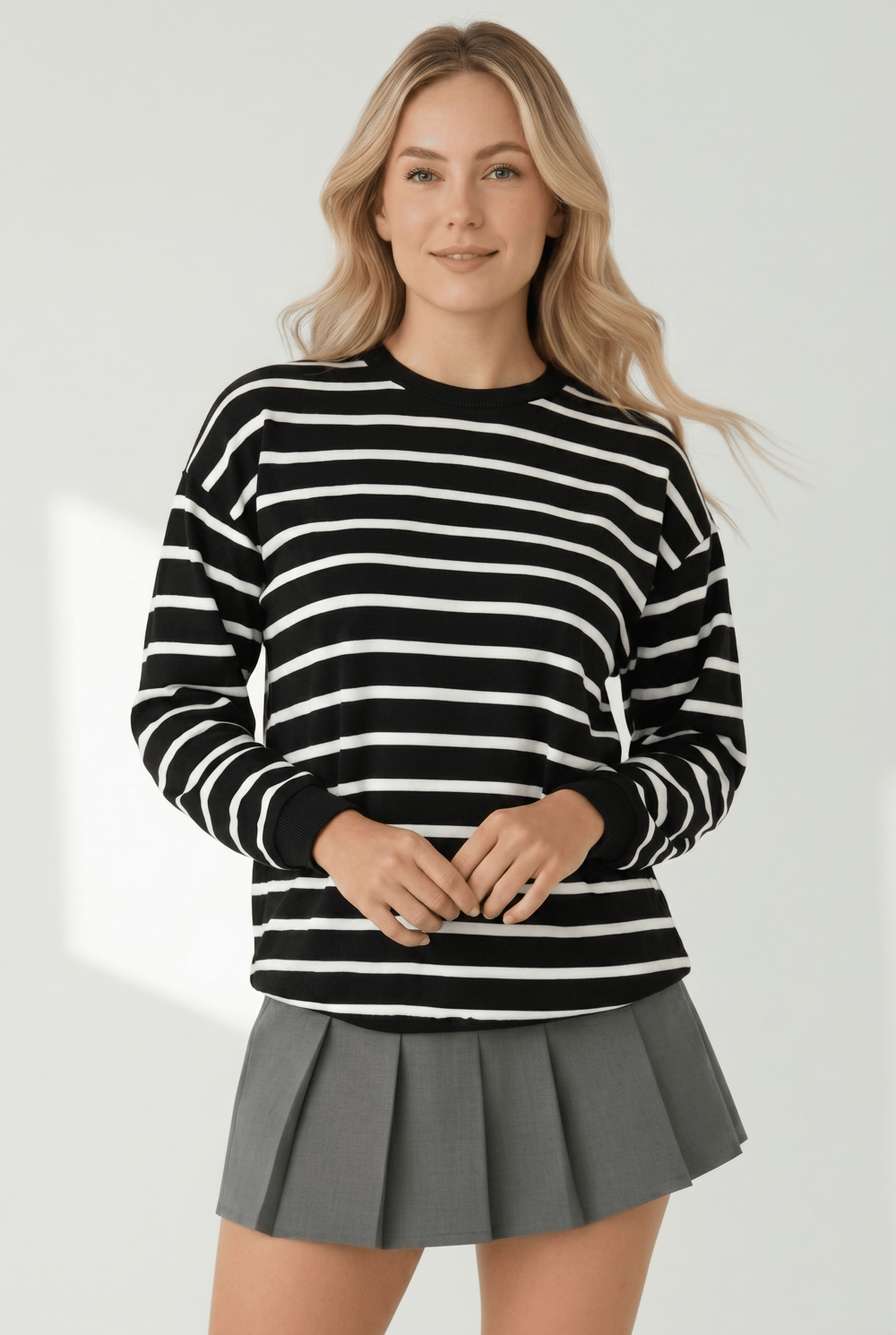 Breton Çizgili İnce Penye Sweatshirt