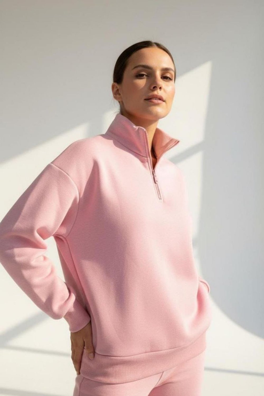 Somon Yarım Fermuarlı Sweatshirt