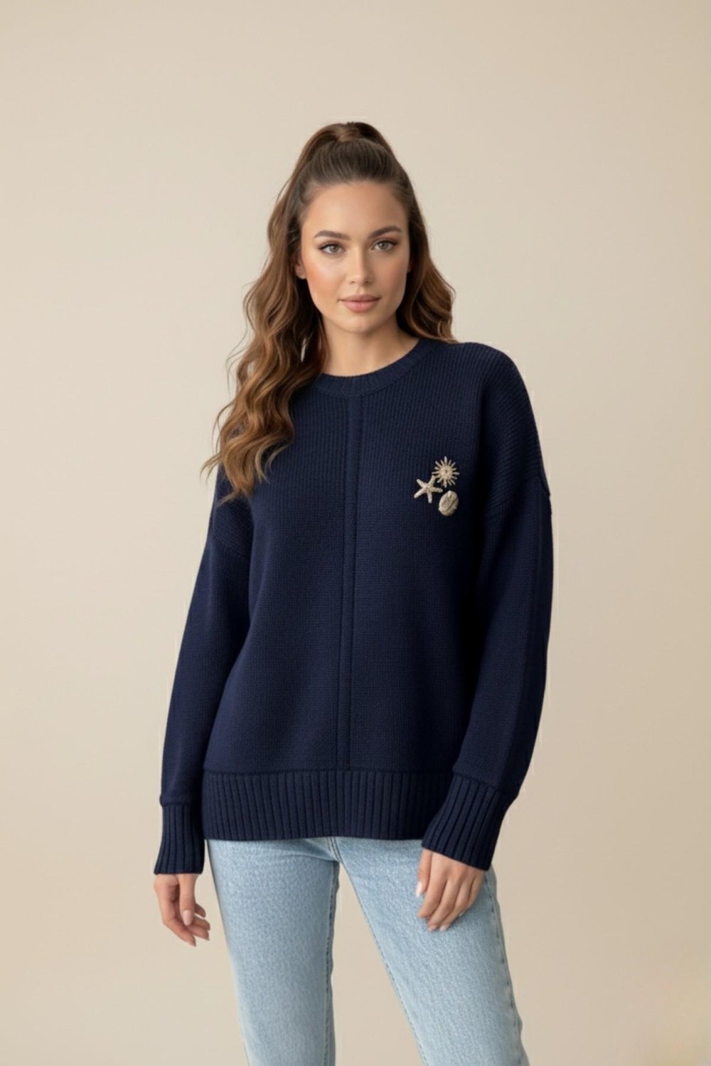 Alora Oversize Lacivert Kazak