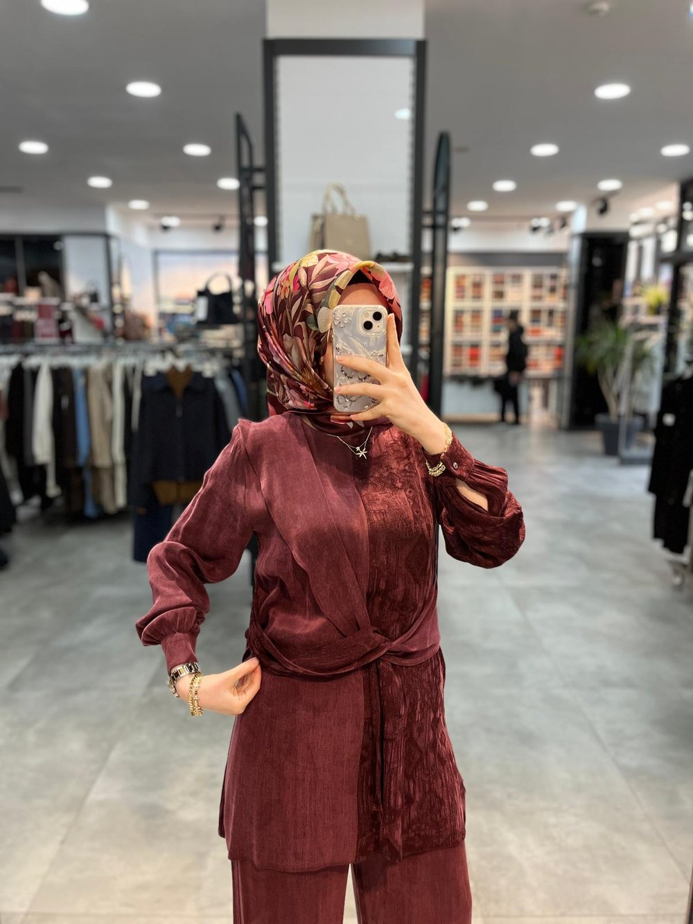 Alesya Beli Kumaş Aksesuar Detaylı Cupra Takım - Bordo