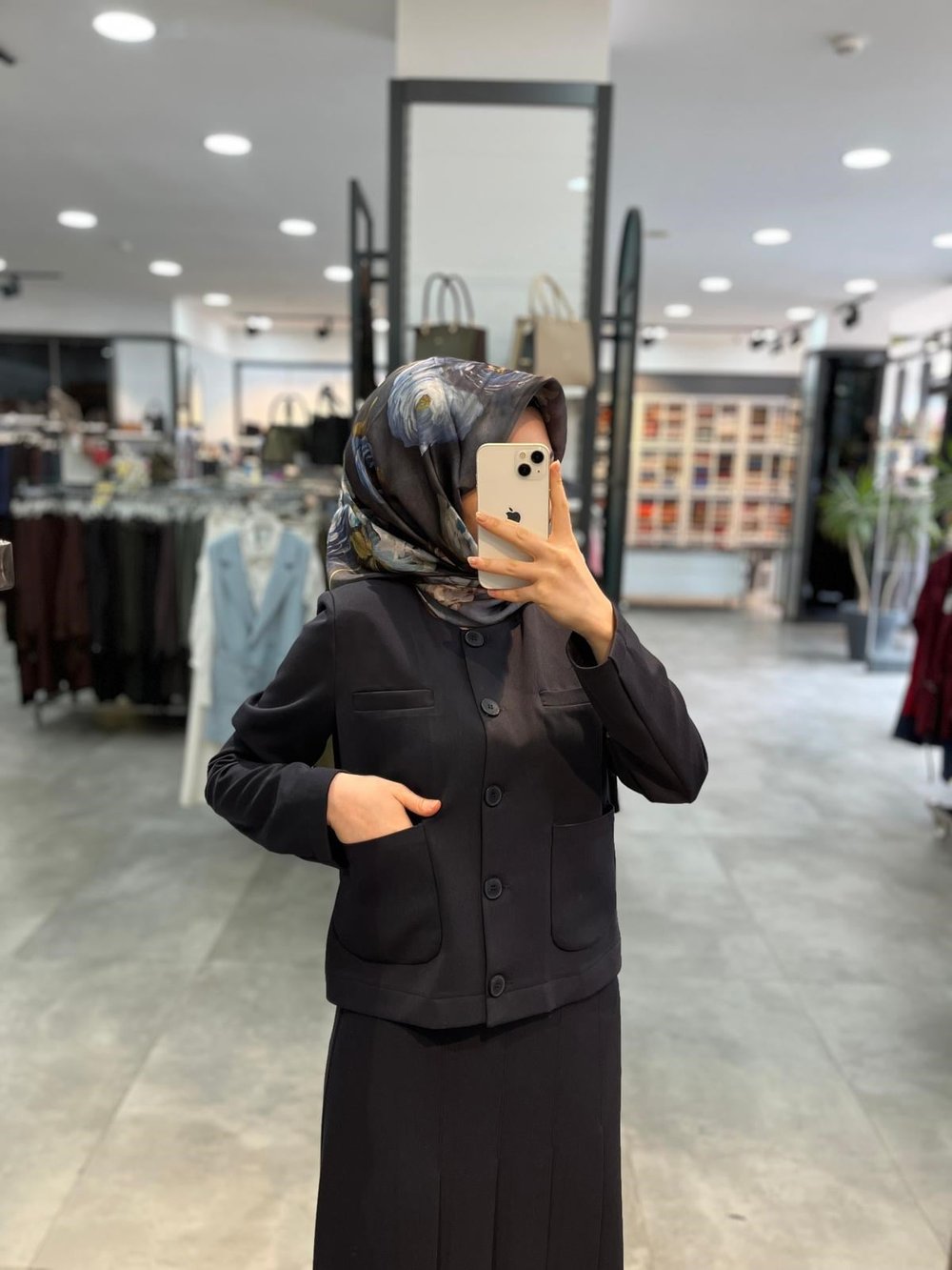 Alesya Büyük Cepli Ceket Etek Takım - Siyah
