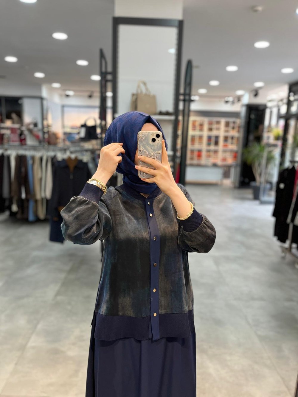 Alesya Cupra Bluz Etek Takım - Lacivert