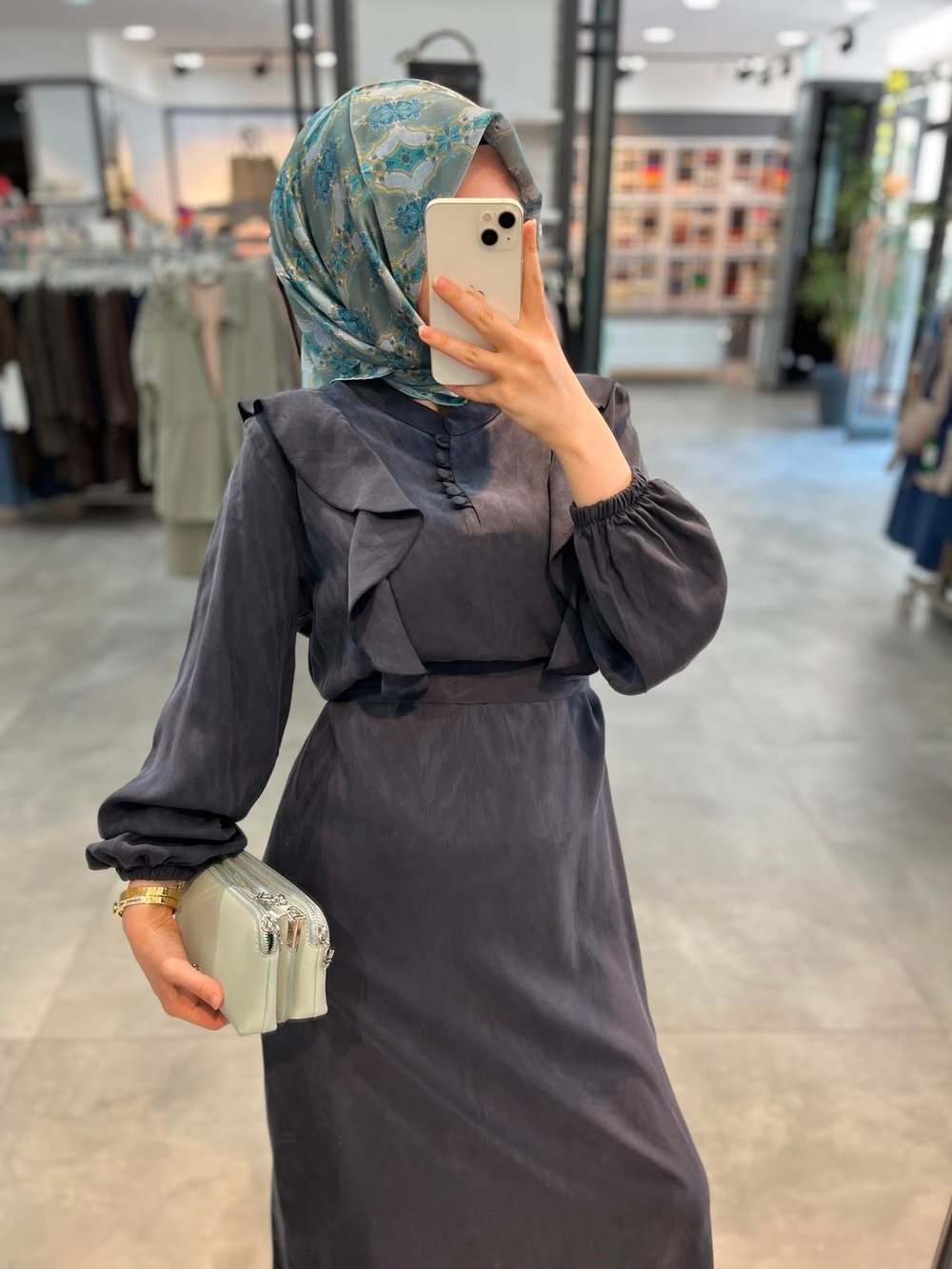 Alesya Fırfır Detaylı Kolu Lastikli Elbise - Lacivert