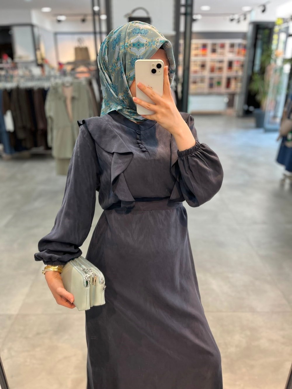 Alesya Fırfır Detaylı Kolu Lastikli Elbise - Lacivert