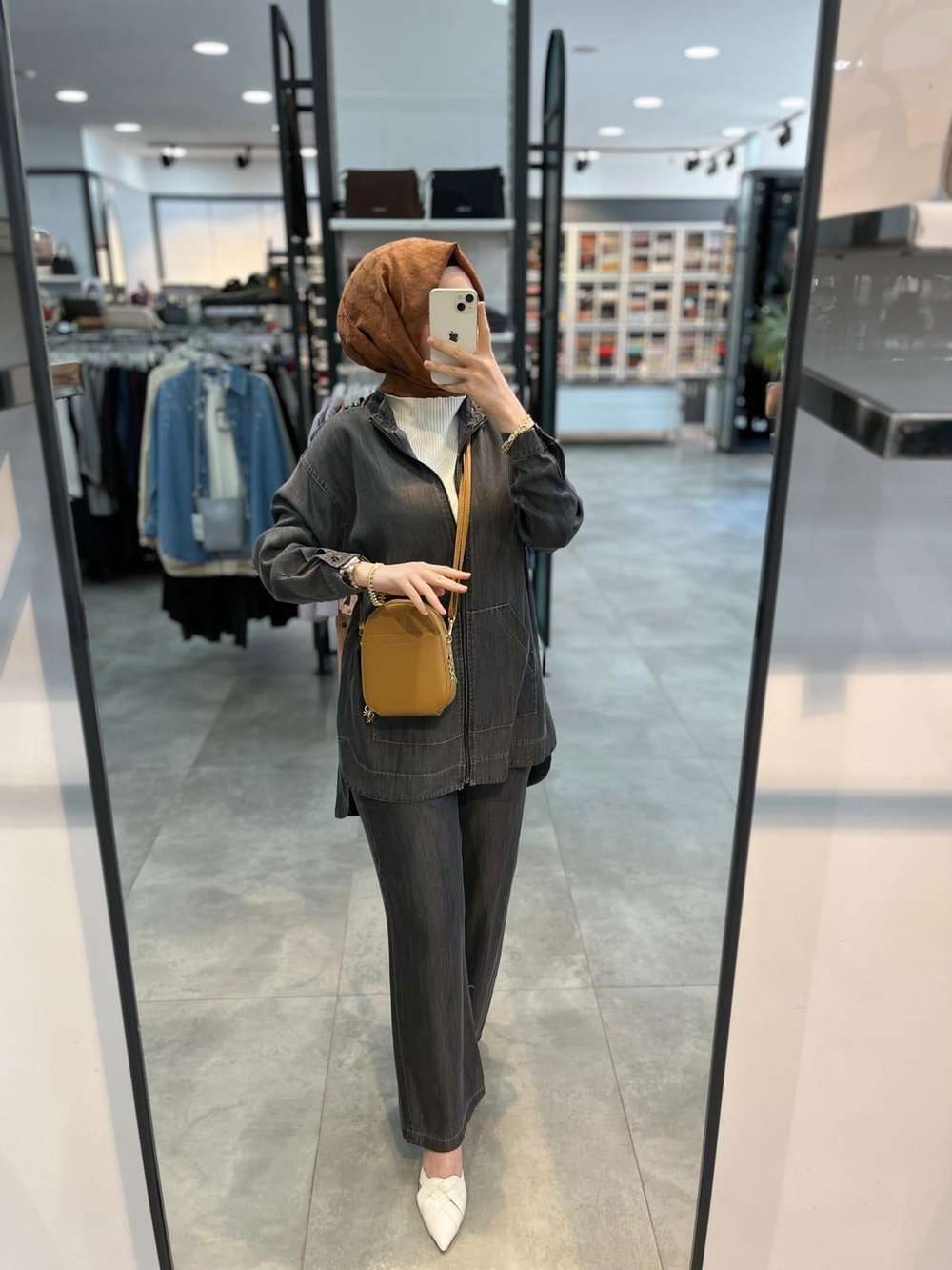 Alesya Kangru Cep Detaylı Pantolonlu Takım - Antrasit