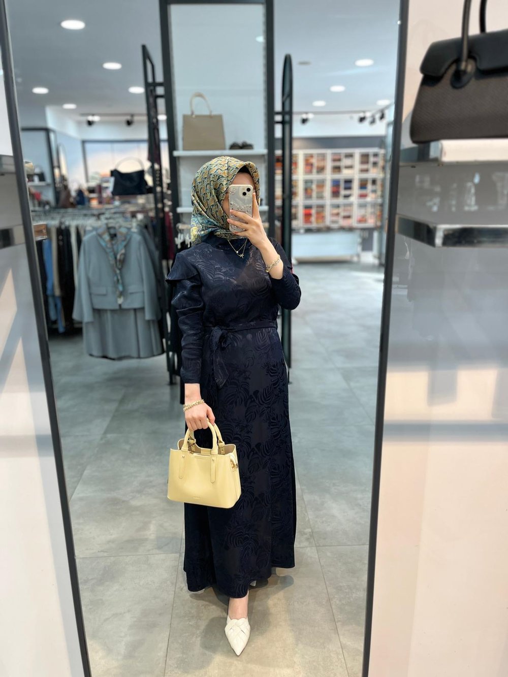 Alesya Omuz Detaylı Jakar Elbise - Lacivert