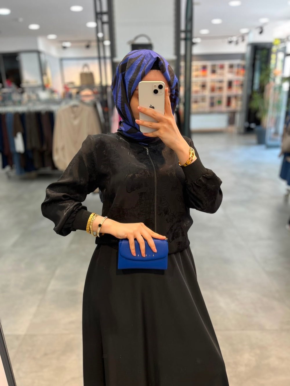 Alesya Önü Fermuarlı Jakar Bluz Etekli Takım - Siyah