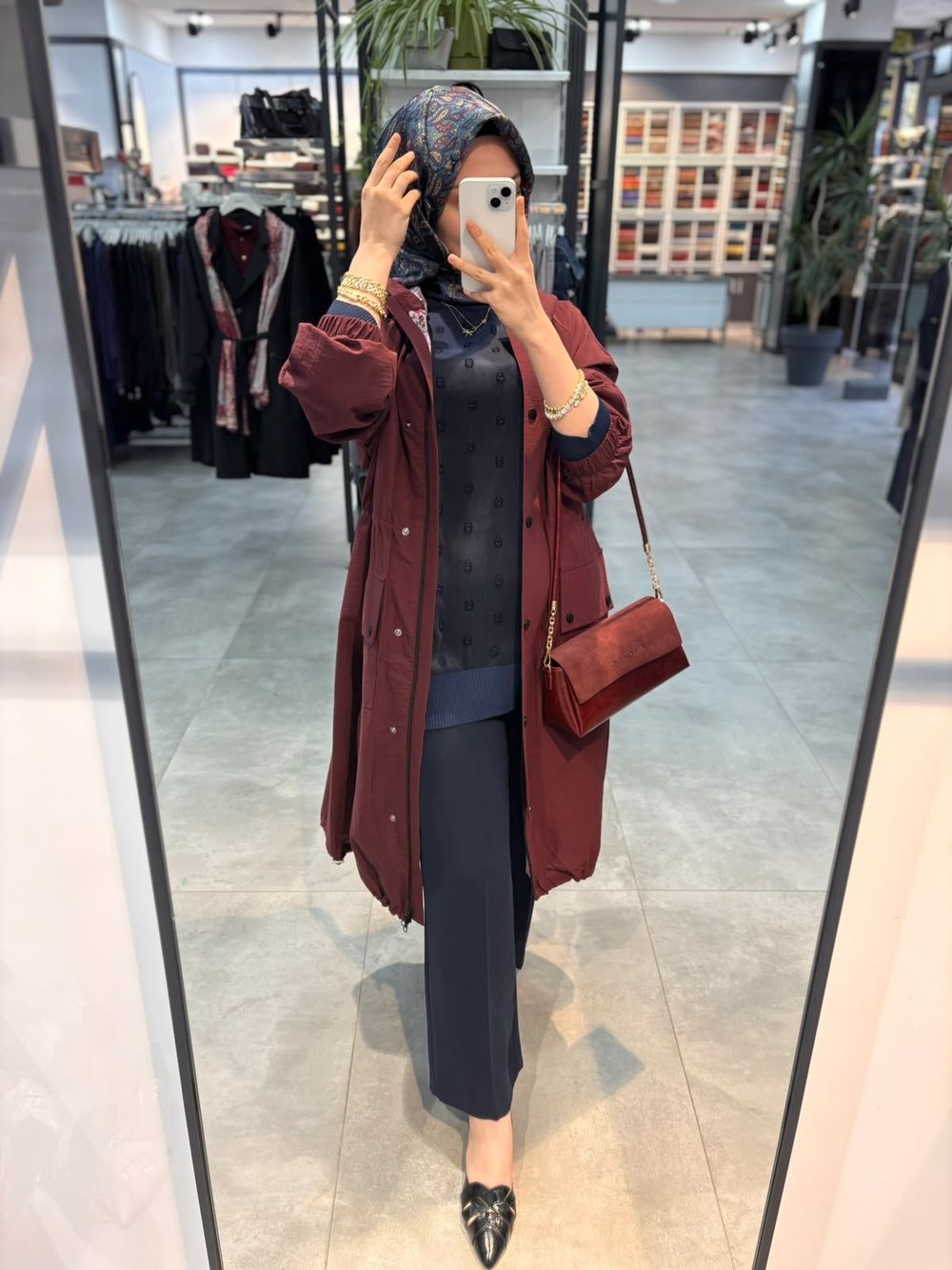 Beiaz Nora Oversize Büzgülü Trençkot - Bordo