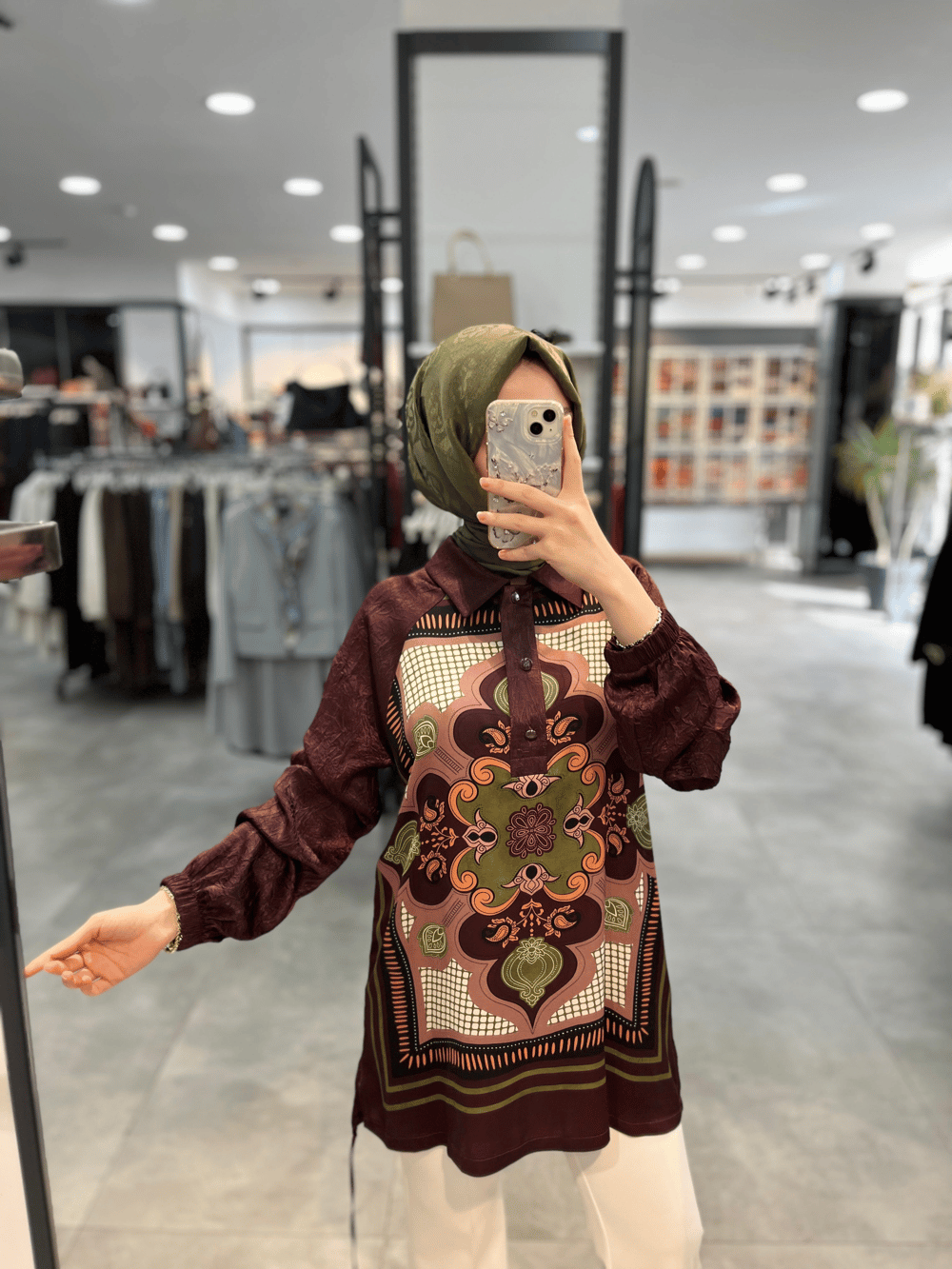 Fuat Gürşen Önü Desenli Tunik - Bordo