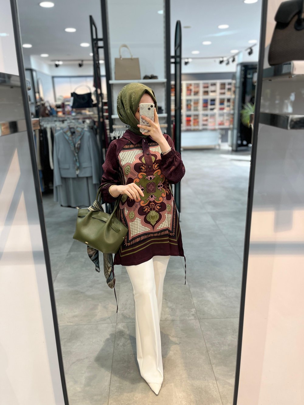 Fuat Gürşen Önü Desenli Tunik - Bordo
