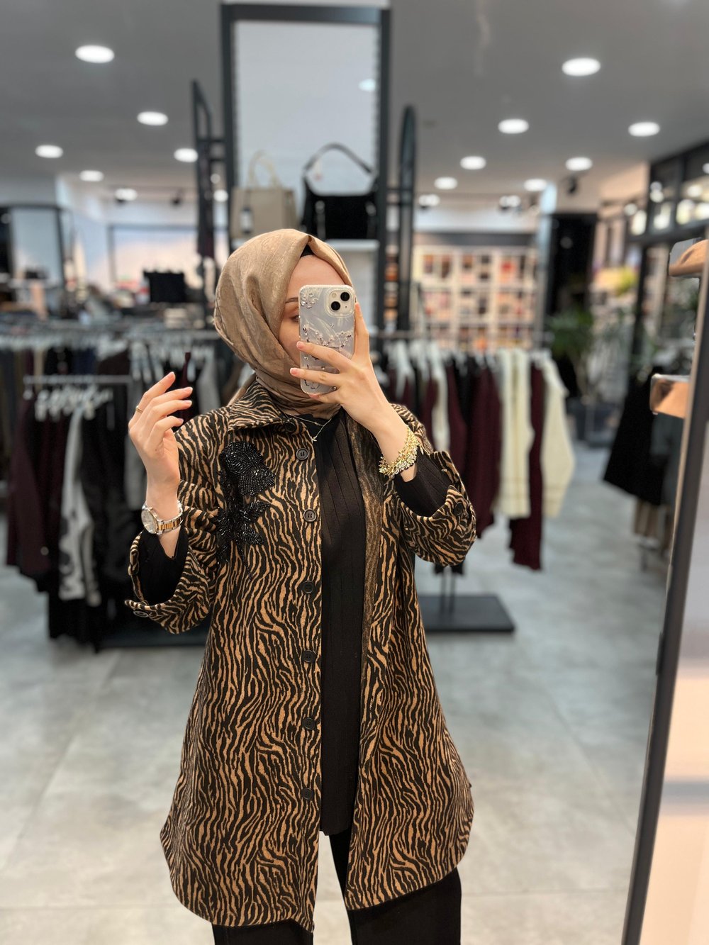 Fuat Gürşen Zebra Desen Kap - Camel