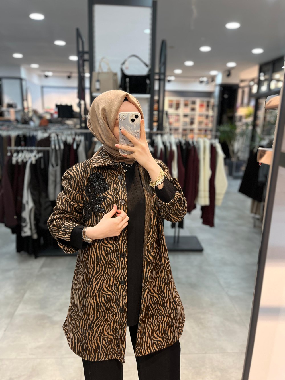 Fuat Gürşen Zebra Desen Kap - Camel
