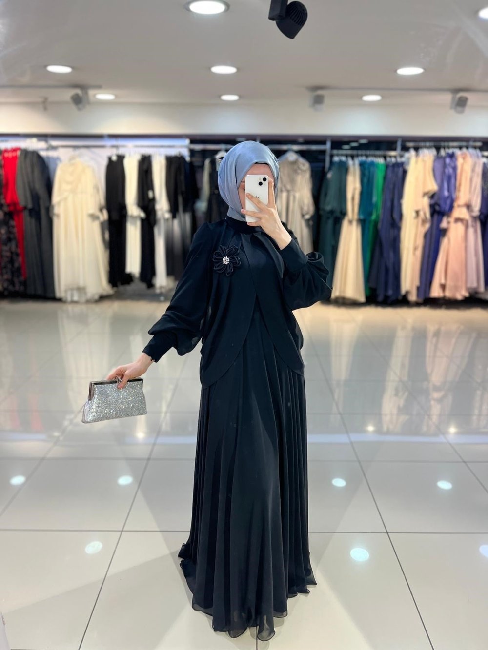 Matex Bolero Detaylı Şifon Kloş Elbise - Siyah