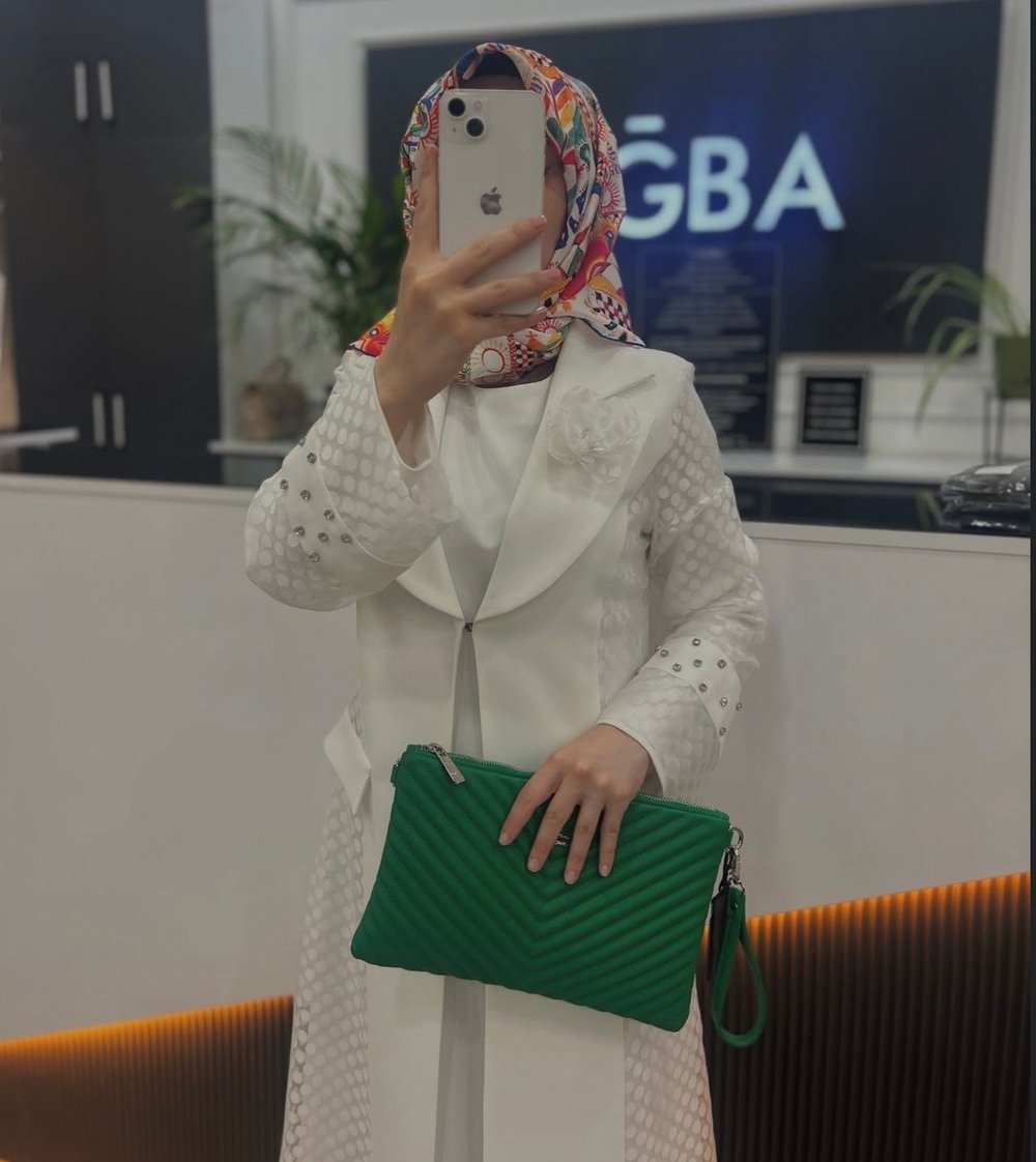 Matex Puantiyeli Abaya Takım - Ekru