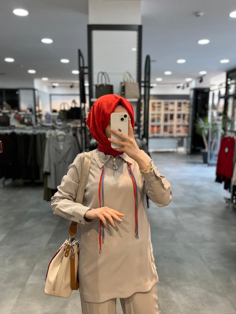 Nihan Çift Bağcıklı Modal Pantolon Tunik Takım - Taş