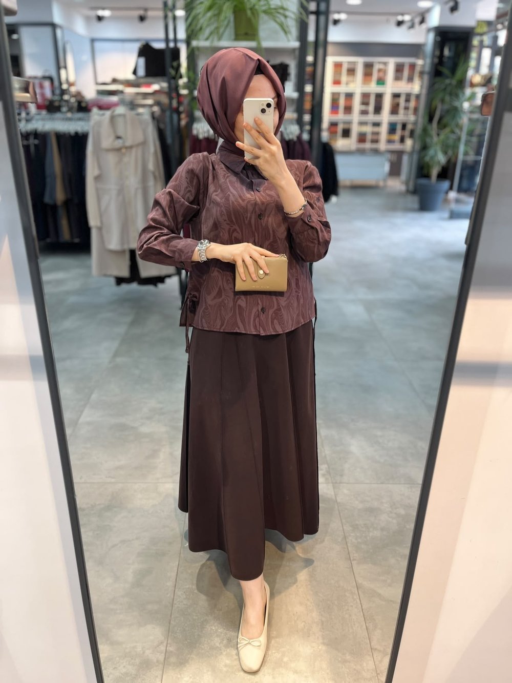 Nihan Desenli Modal Takım - Mürdüm