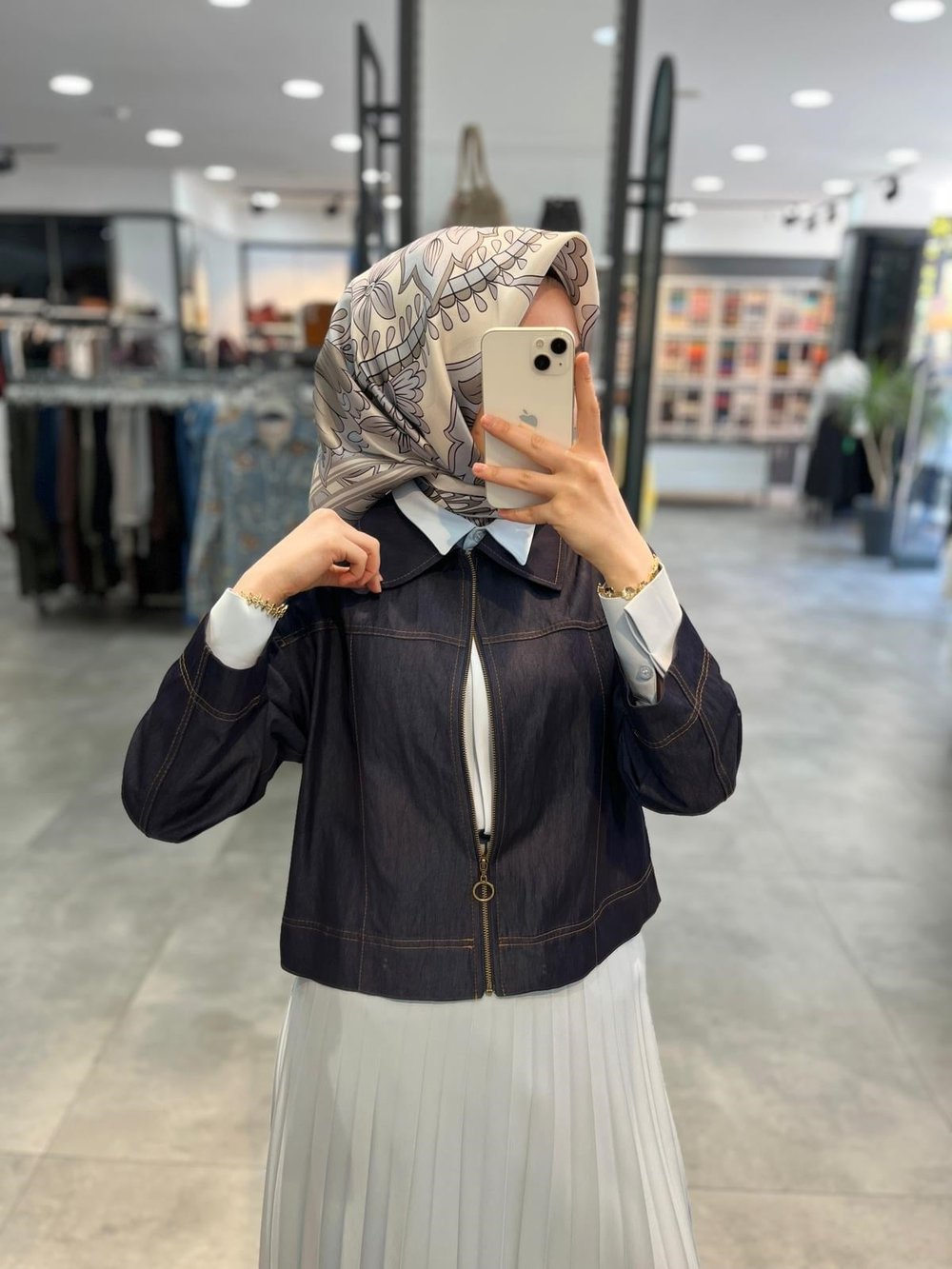 Nihan Dikiş Detaylı Denim Görünümlü Rayon Ceket - İndigo