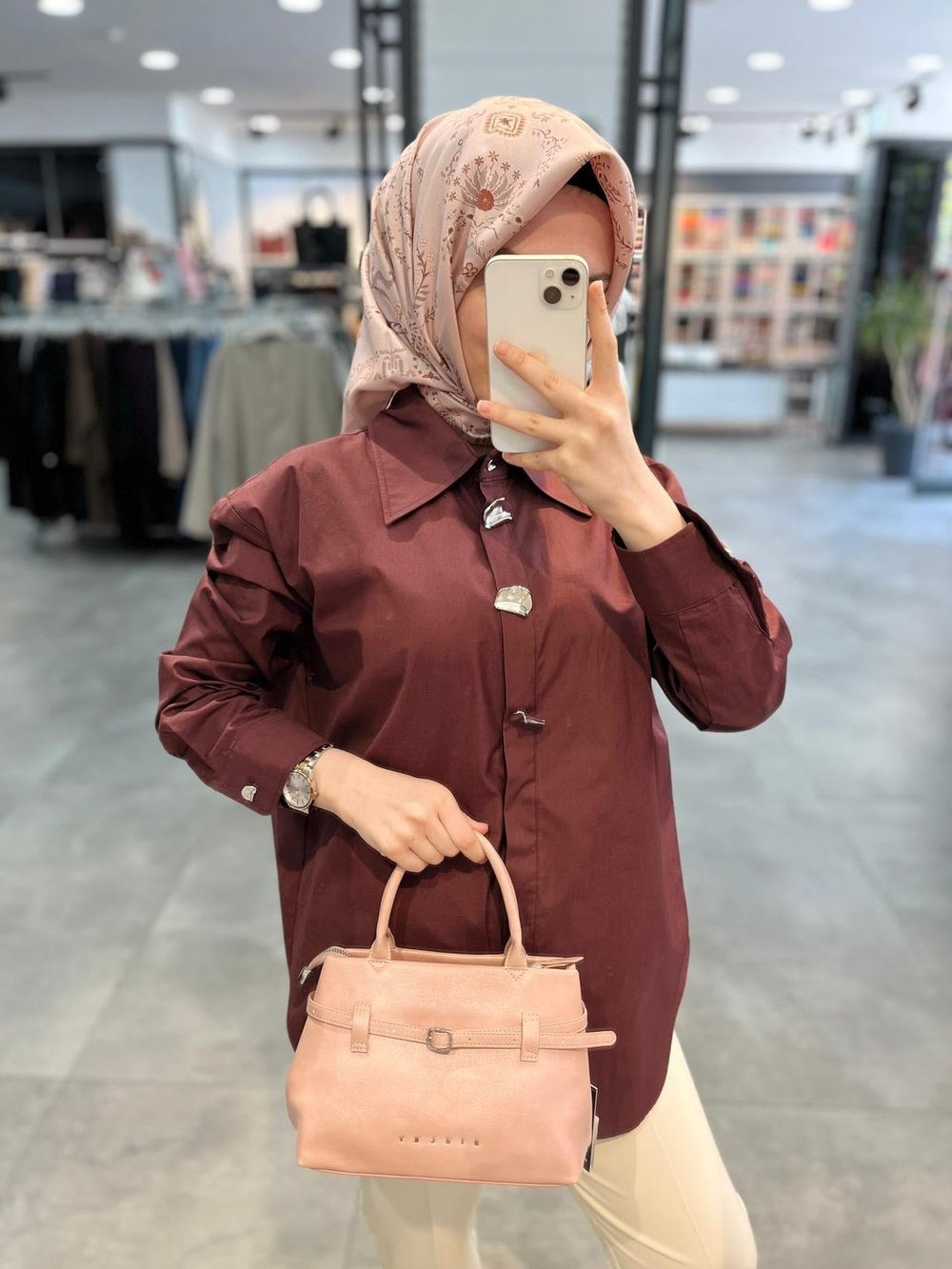 Nihan Düğme Detaylı Pamuk Tunik - Mürdüm