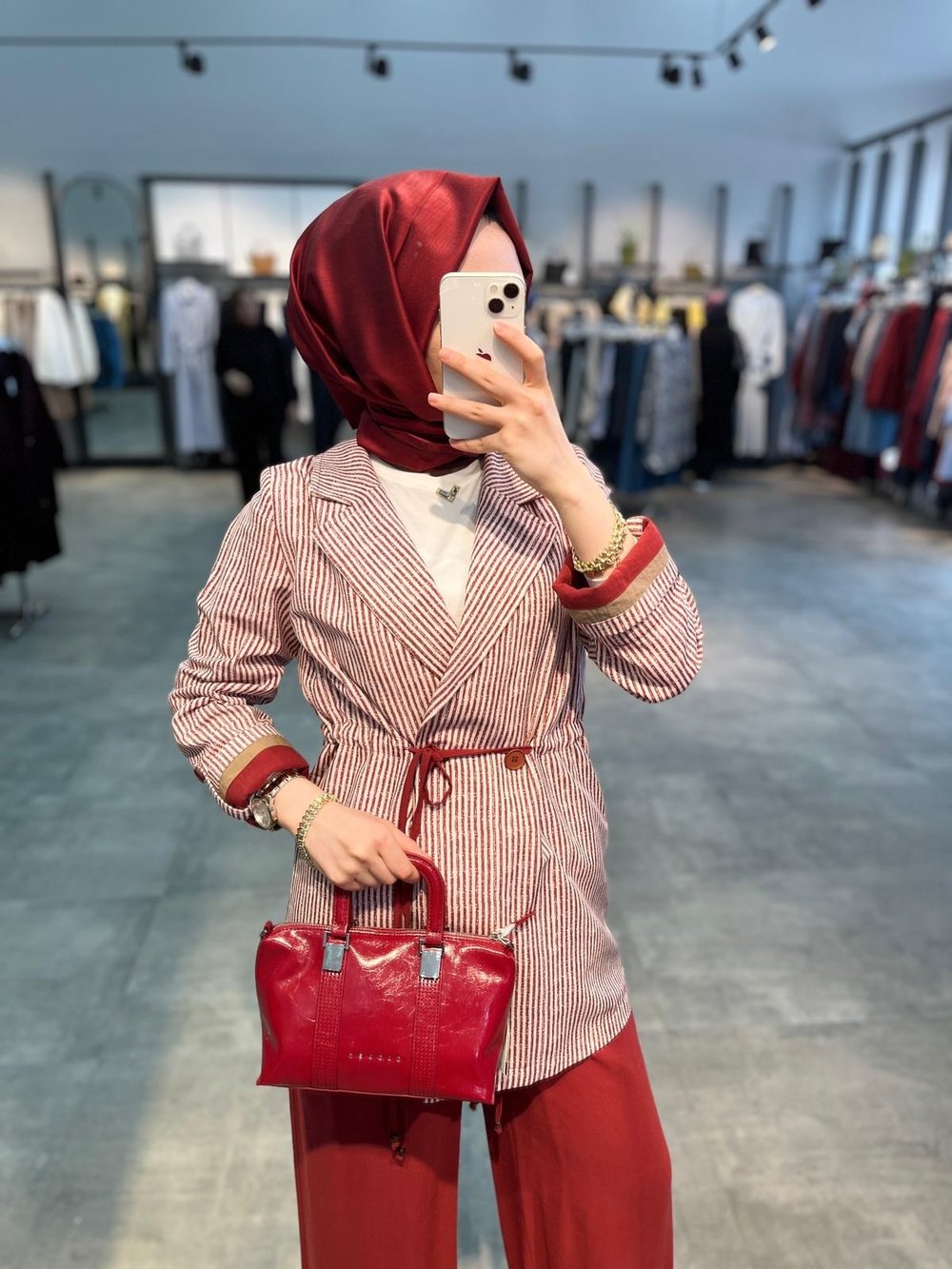 Nihan Keten Pantolon Ceket Takım - Bordo