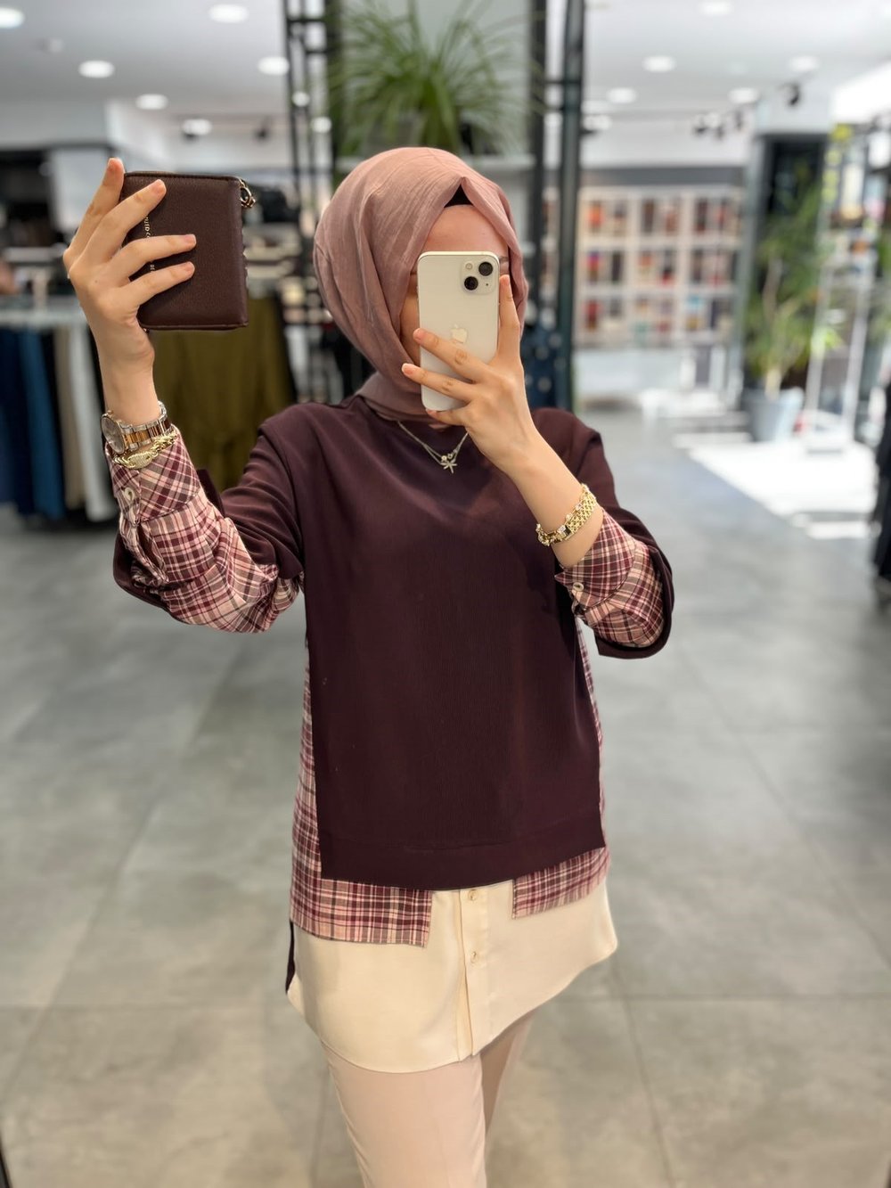 Nihan Kumaş Mixli Sweat - Mürdüm