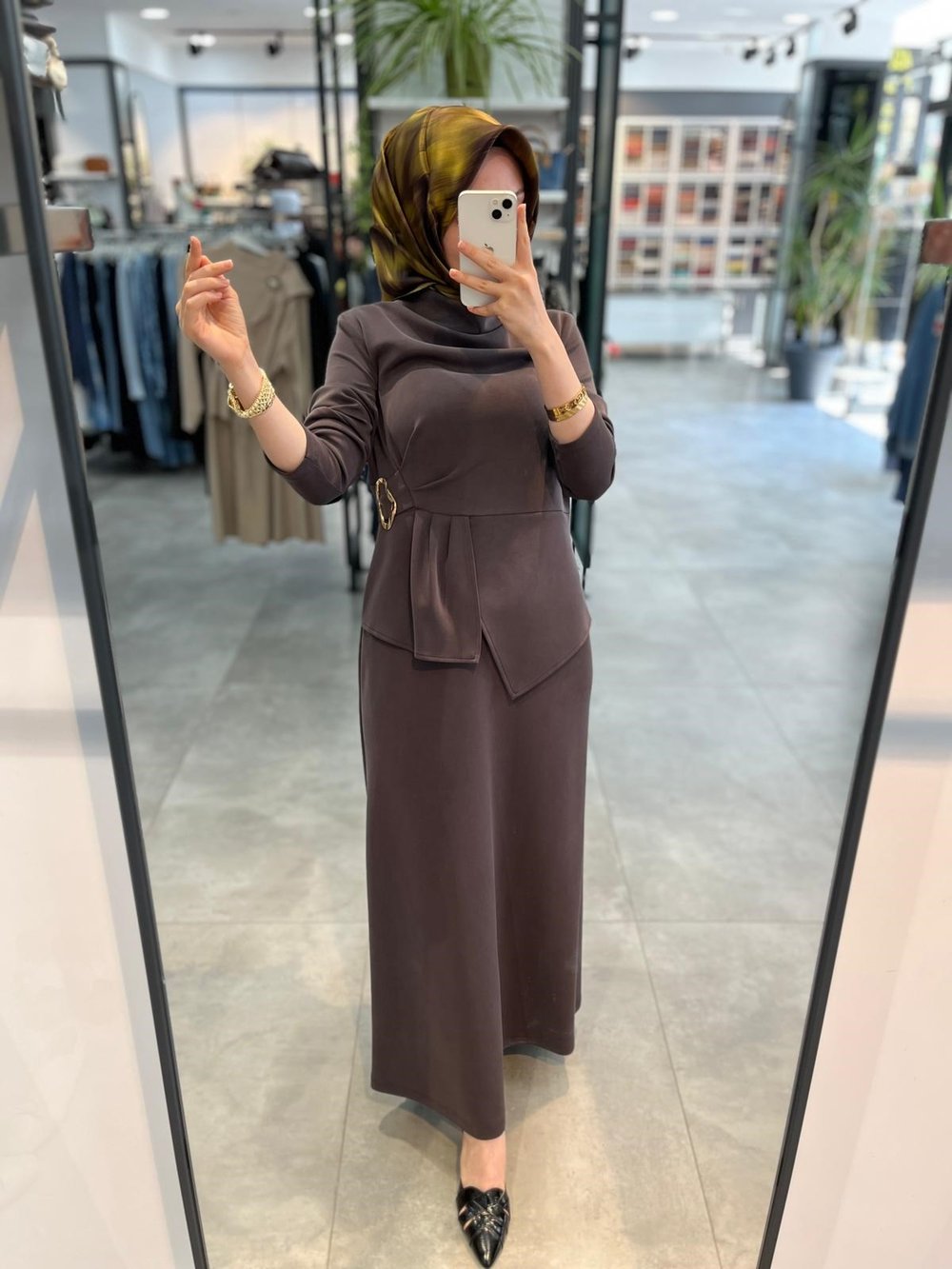 Nuss Beli Toka Detaylı Elbise - Kahve
