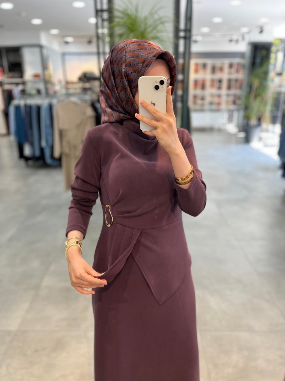 Nuss Beli Toka Detaylı Elbise - Mürdüm