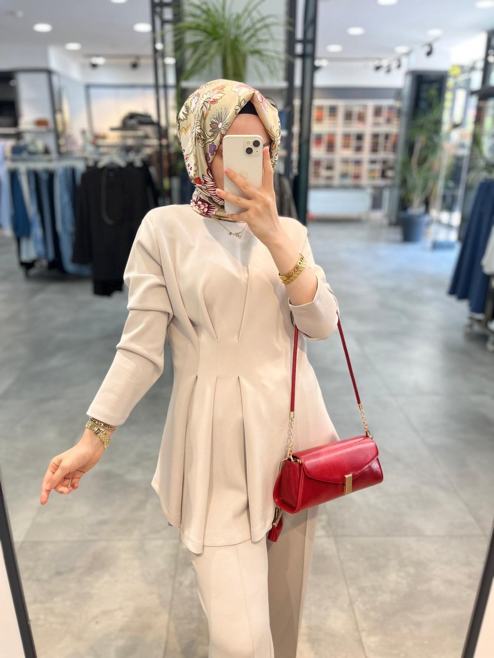 Nuss Pile Pens Detaylı Pantolon Tunik Takım - Taş